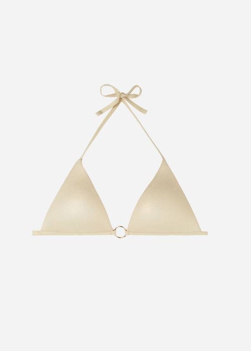 Calzedonia Padded Triangle Abu Dhabi Women's Bikini Tops Gold | CA 2299FM