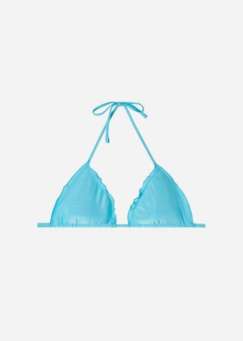 Calzedonia Padded Triangle Formentera Women's Bikini Tops Turquoise | CA 2293IS