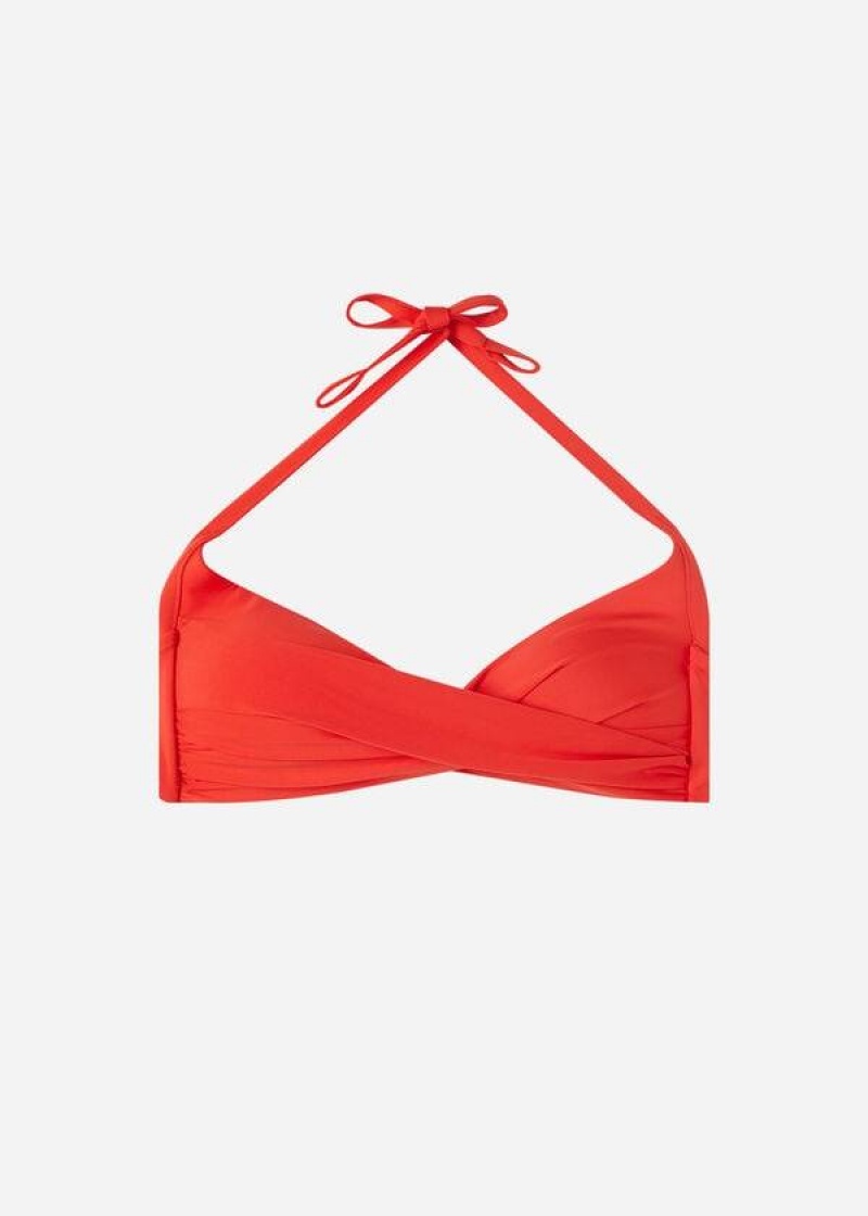 Calzedonia Padded Triangle Indonesia Eco Women's Bikini Tops Red | CA 2285MA