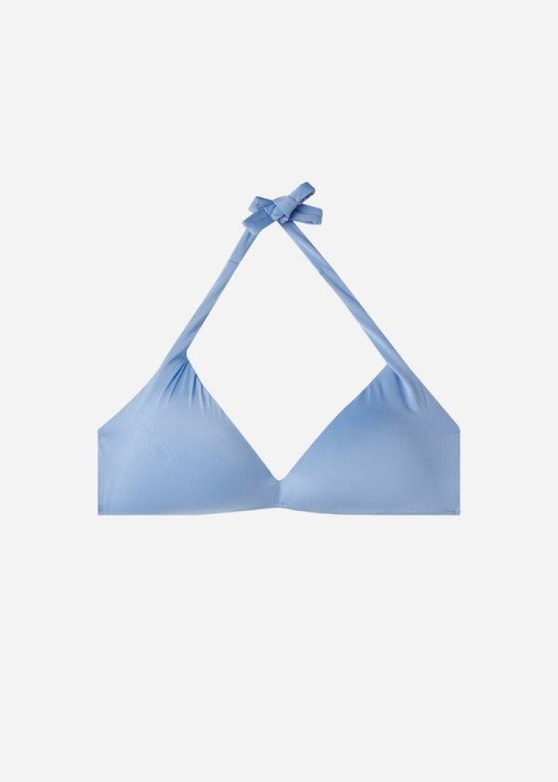 Calzedonia Padded Triangle Indonesia Eco Women's Bikini Tops Blue | CA 2283BC