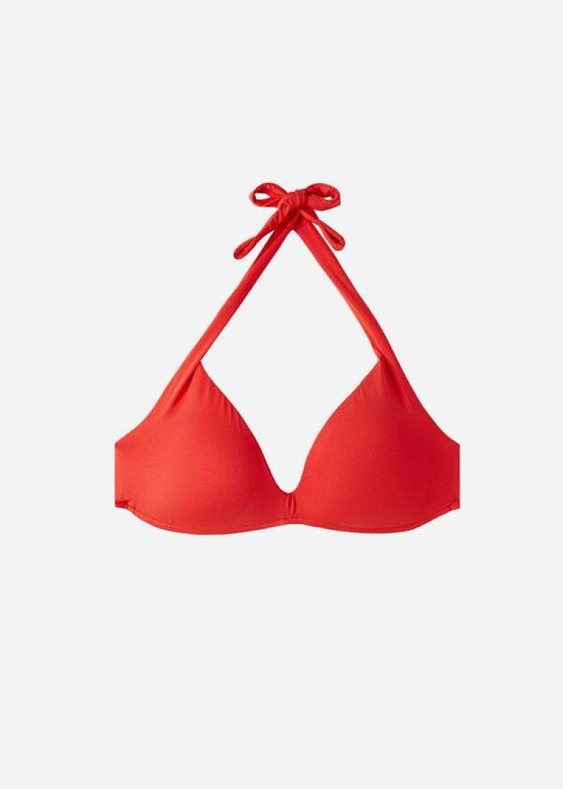 Calzedonia Padded Triangle Indonesia Eco rise Women's Bikini Tops Red | CA 2276JJ