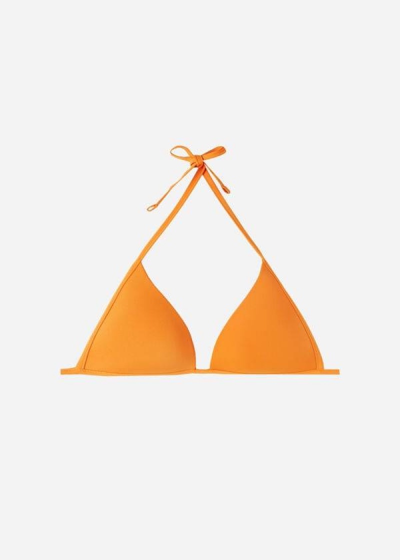 Calzedonia Padded Triangle Indonesia Eco rise Women's Bikini Tops Orange | CA 2274GL