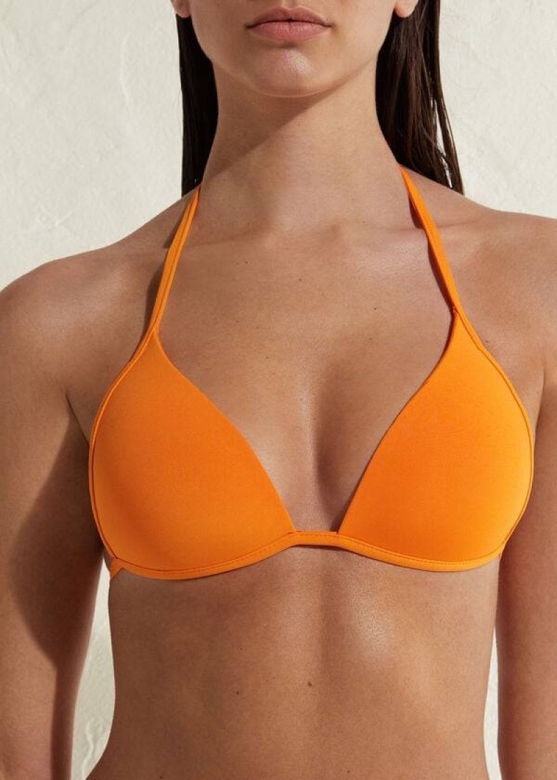 Calzedonia Padded Triangle Indonesia Eco rise Women\'s Bikini Tops Orange | CA 2274GL