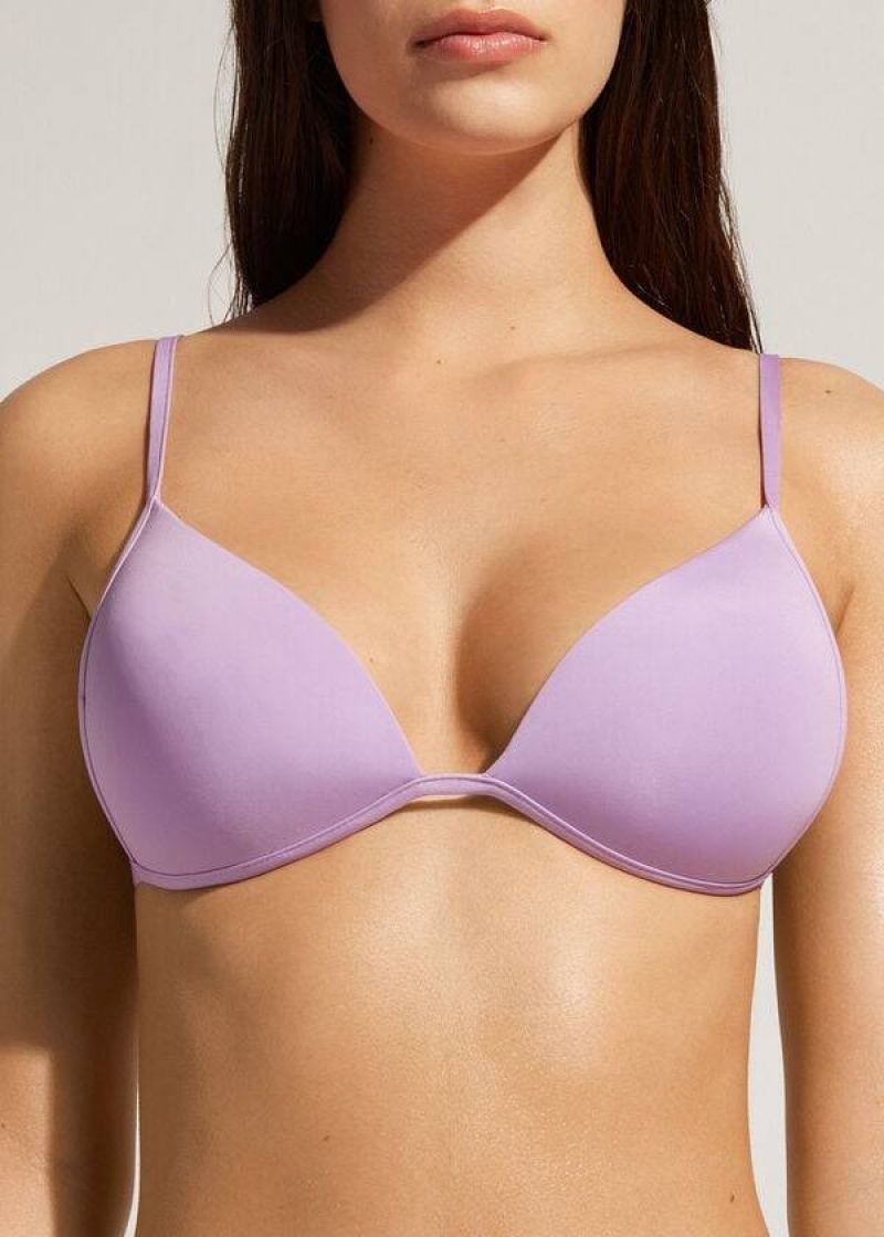 Calzedonia Padded Triangle Indonesia Eco rise Women's Bikini Tops Purple | CA 2273FM