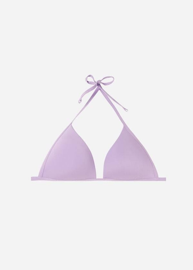 Calzedonia Padded Triangle Indonesia Eco rise Women's Bikini Tops Purple | CA 2273FM