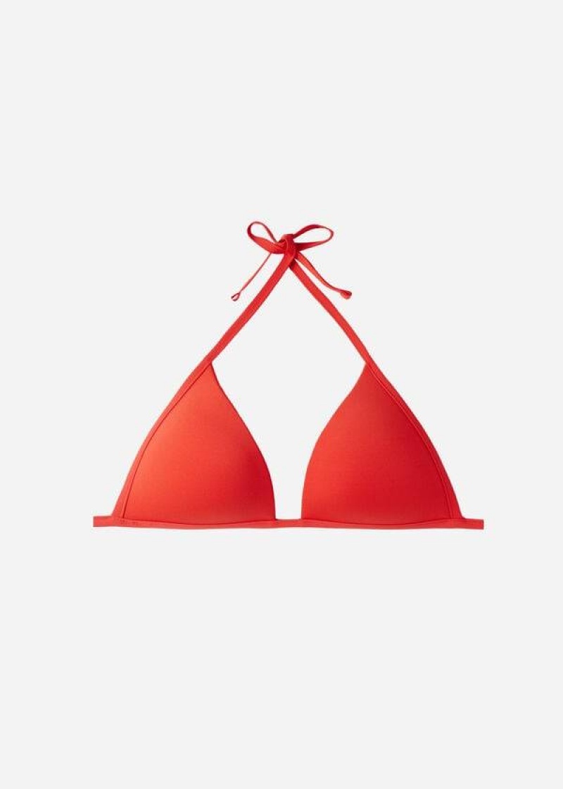 Calzedonia Padded Triangle Indonesia Eco strass Women's Bikini Tops Red | CA 2264TV