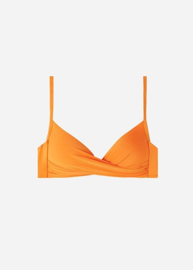 Calzedonia Padded Triangle Indonesia Eco strass Women's Bikini Tops Orange | CA 2263RW