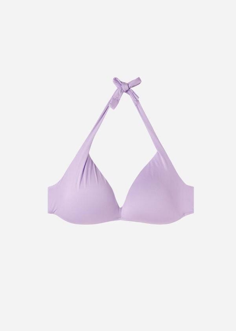 Calzedonia Padded Triangle Indonesia Eco strass Women's Bikini Tops Purple | CA 2262EX