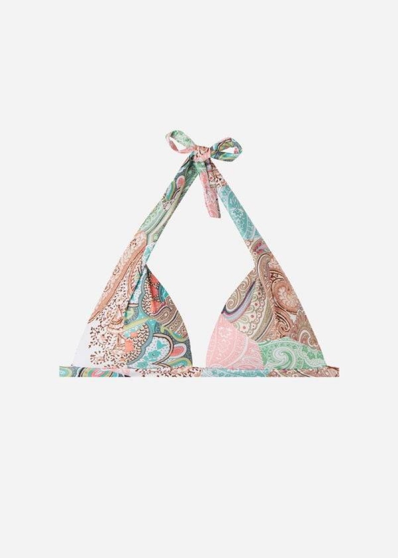 Calzedonia Padded Triangle Saint Tropez Women's Bikini Tops Multicolor | CA 2258NB