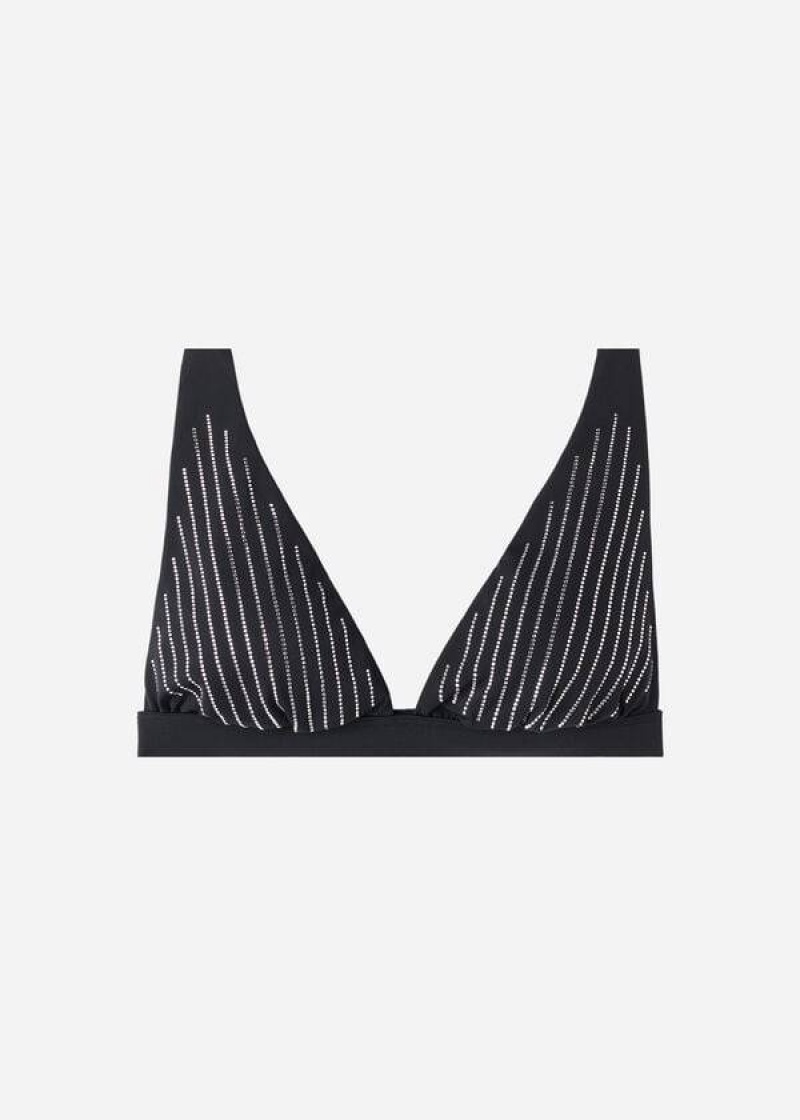 Calzedonia Padded Triangle Shanghai Women's Bikini Tops Black | CA 2257BC