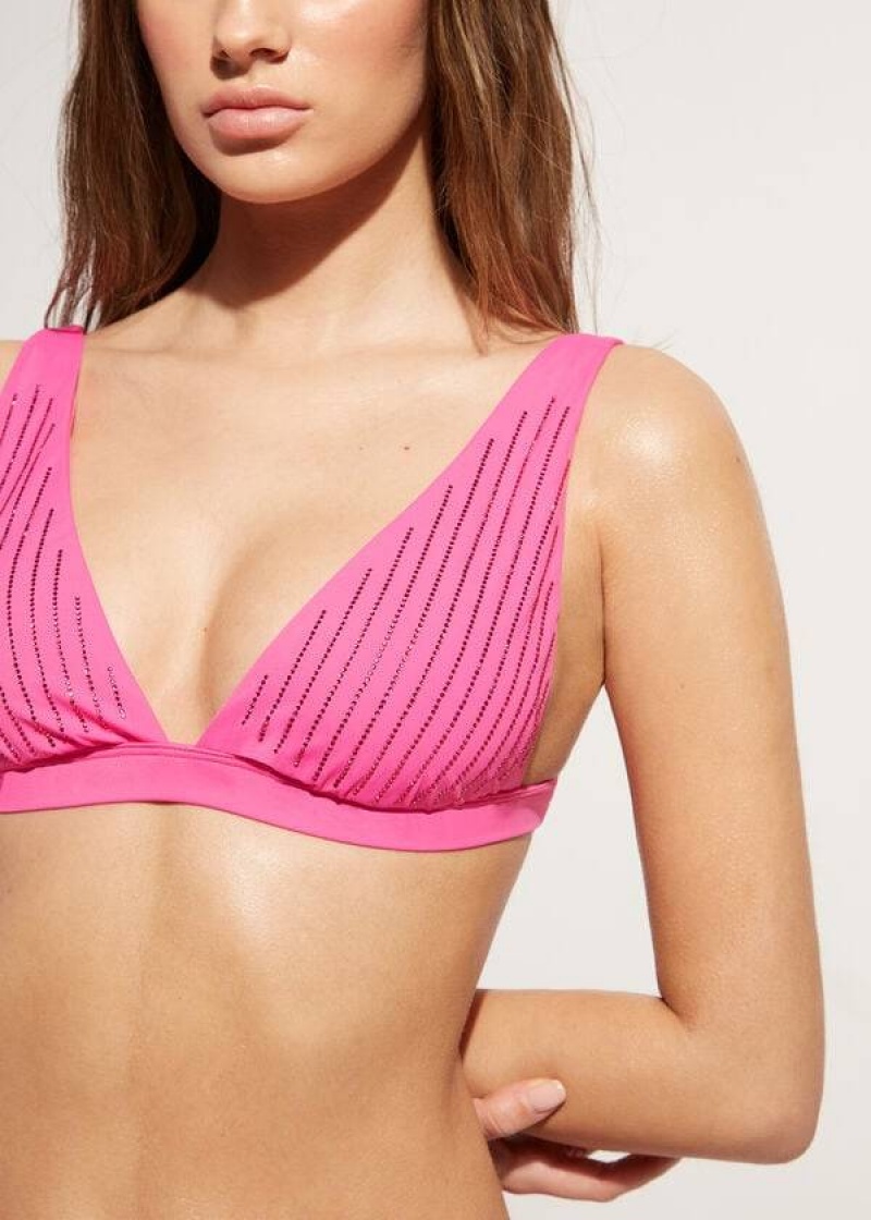 Calzedonia Padded Triangle Shanghai Women's Bikini Tops Pink | CA 2256VD