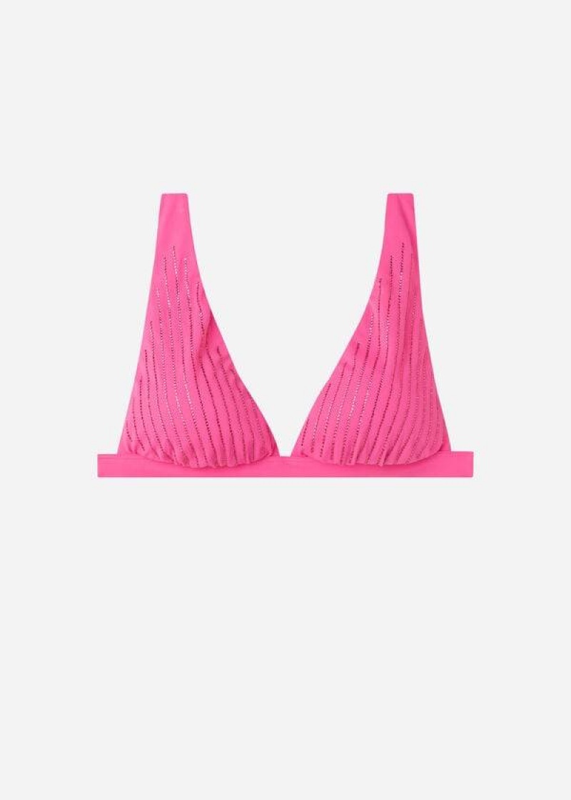 Calzedonia Padded Triangle Shanghai Women's Bikini Tops Pink | CA 2256VD