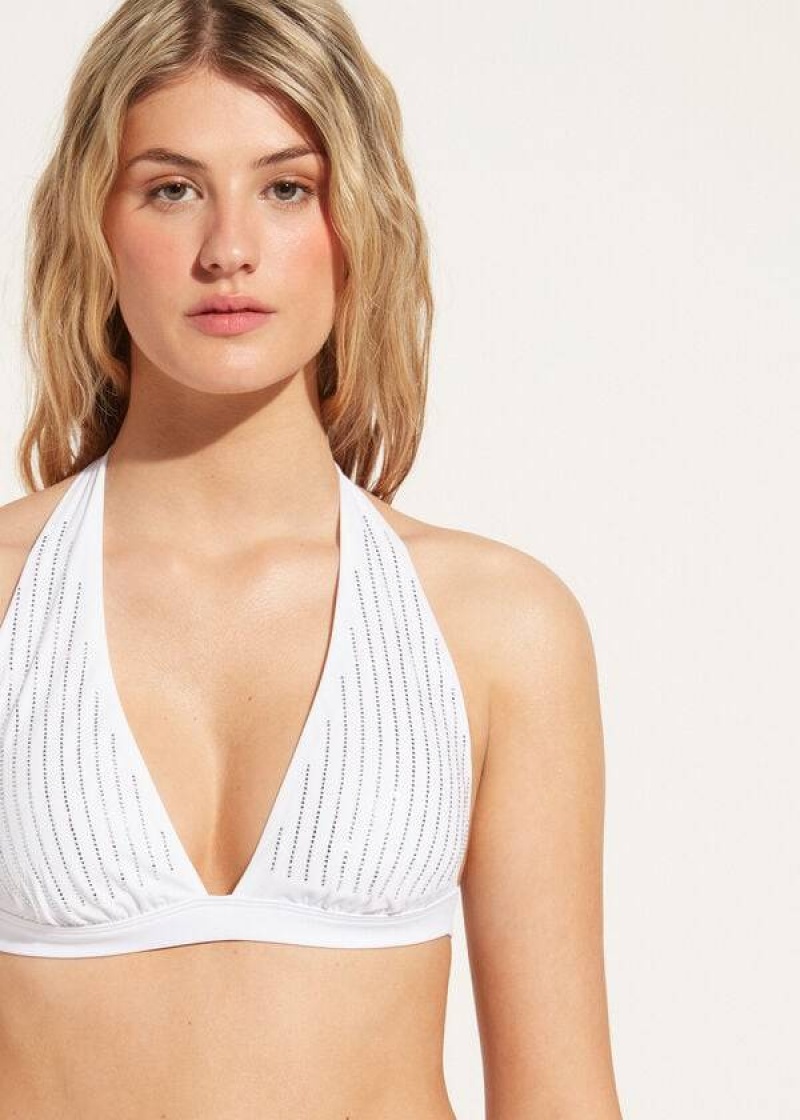 Calzedonia Padded Triangle Shanghai Women's Bikini Tops White | CA 2254XF