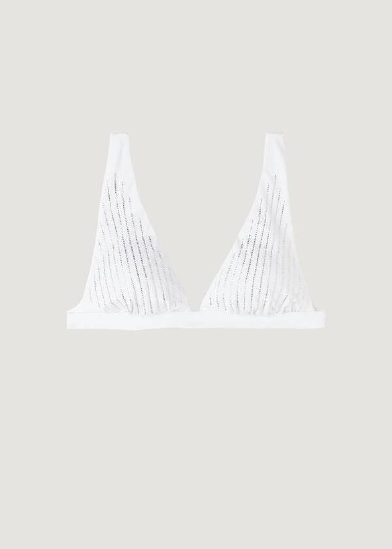 Calzedonia Padded Triangle Shanghai Women's Bikini Tops White | CA 2254XF