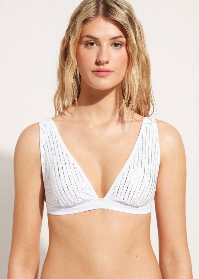 Calzedonia Padded Triangle Shanghai Women\'s Bikini Tops White | CA 2254XF