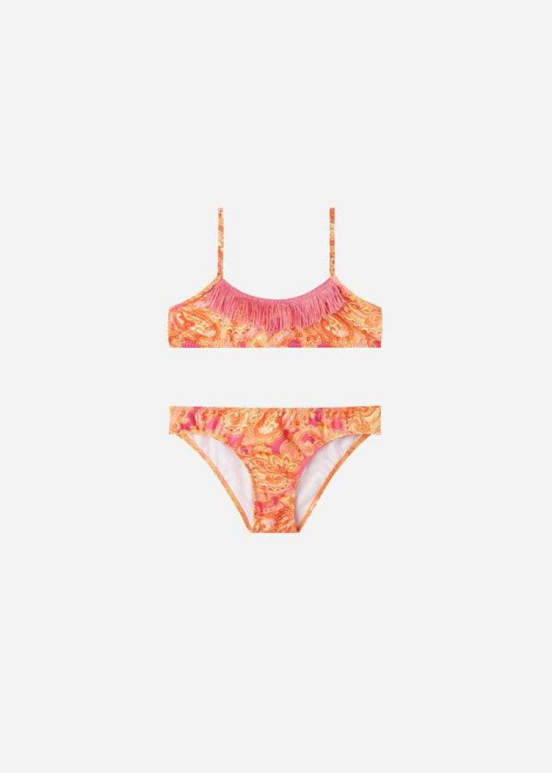 Calzedonia Paisley Two-Piece Jasmine Kids\' Swimsuits Red | CA 1143WY