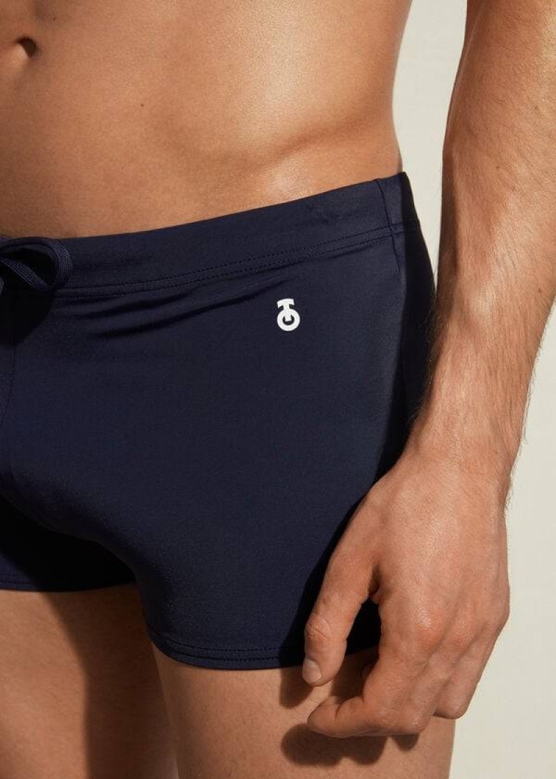 Calzedonia Panama Men's Swim Trunks Navy | CA 1269BC