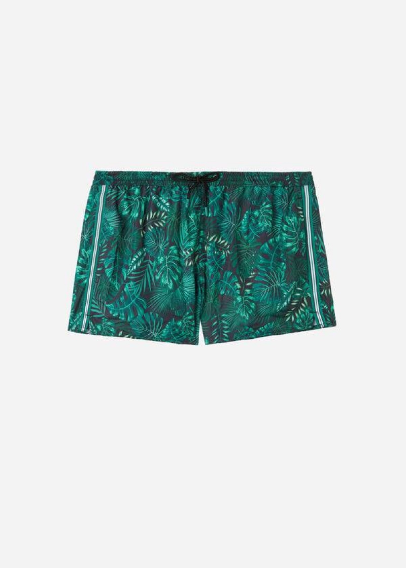 Calzedonia Patterned Ibiza Men\'s Swim Trunks Green | CA 1261HK