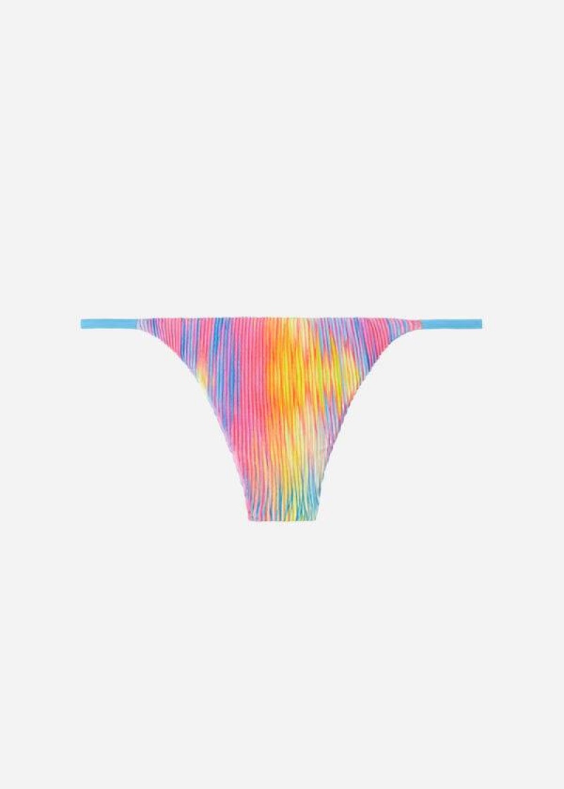 Calzedonia Pleated Thong Maiorca Women's Bikini Bottoms Multicolor | CA 2679RW