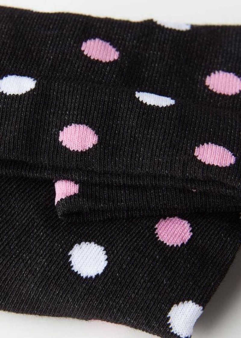 Calzedonia Polka Dot Pattern Short Women's Socks Black | CA 1722OR