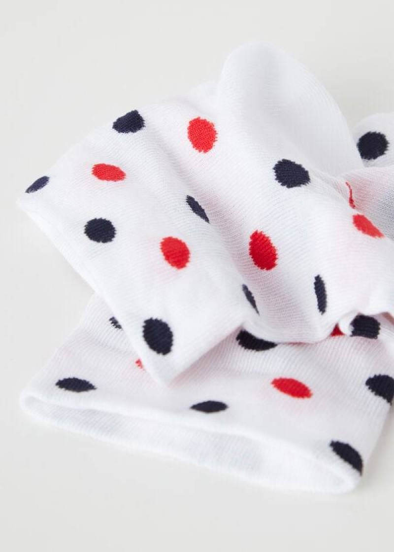 Calzedonia Polka Dot Pattern Short Women's Socks White | CA 1720UT