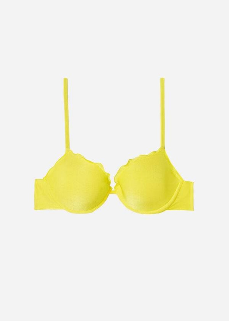 Calzedonia Push Up Formentera Women's Bikini Tops Yellow | CA 2249HK