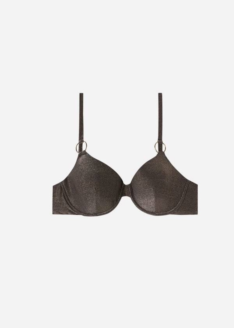 Calzedonia Push Up Hollywood Women's Bikini Tops Black | CA 2248GL