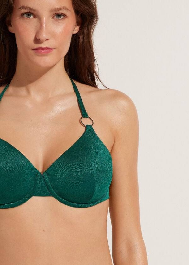 Calzedonia Push Up Hollywood Women's Bikini Tops Green | CA 2247FM