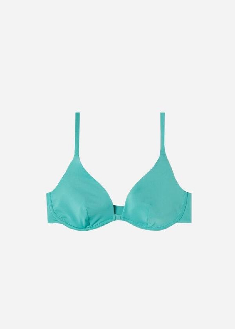 Calzedonia Push Up Indonesia Eco Women's Bikini Tops Turquoise | CA 2246DN