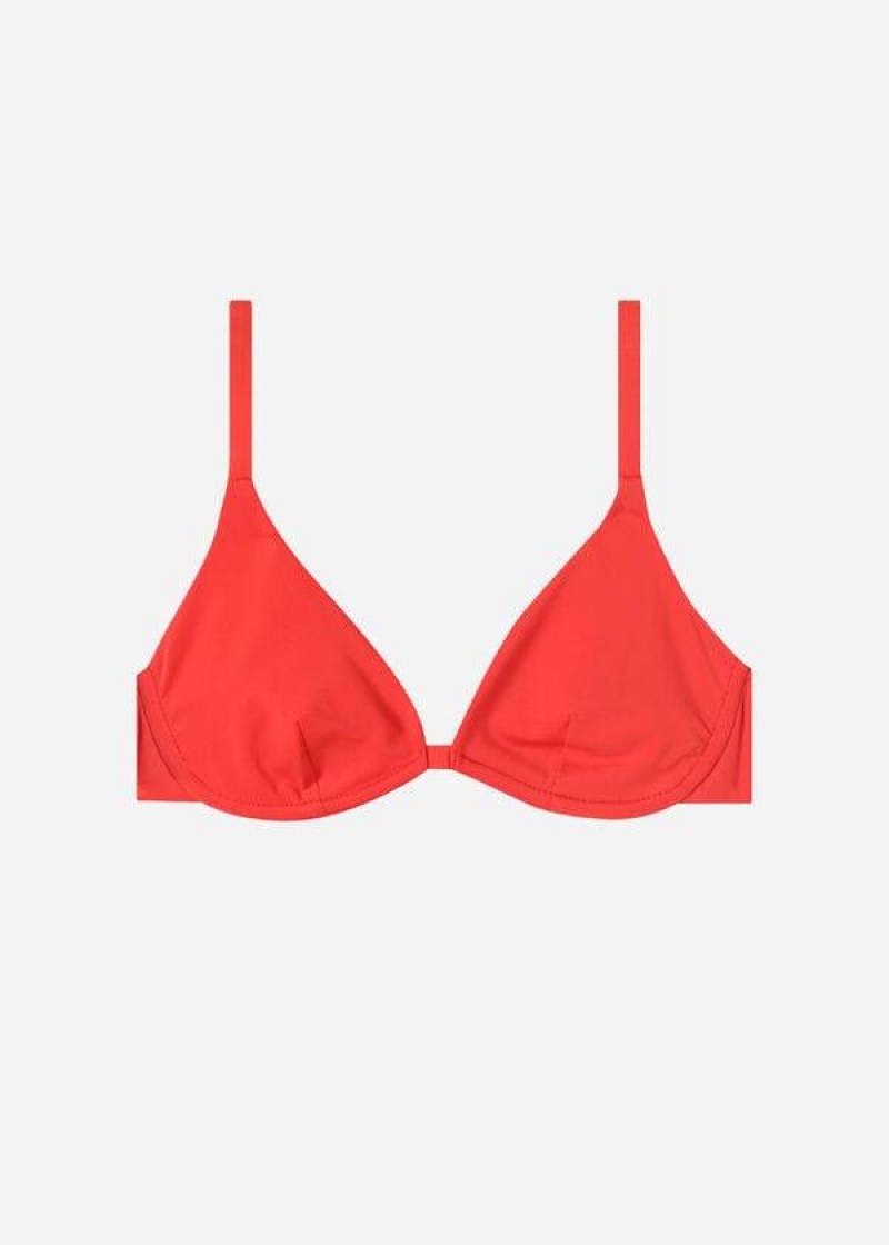 Calzedonia Push Up Indonesia Eco Women's Bikini Tops Red | CA 2243PQ