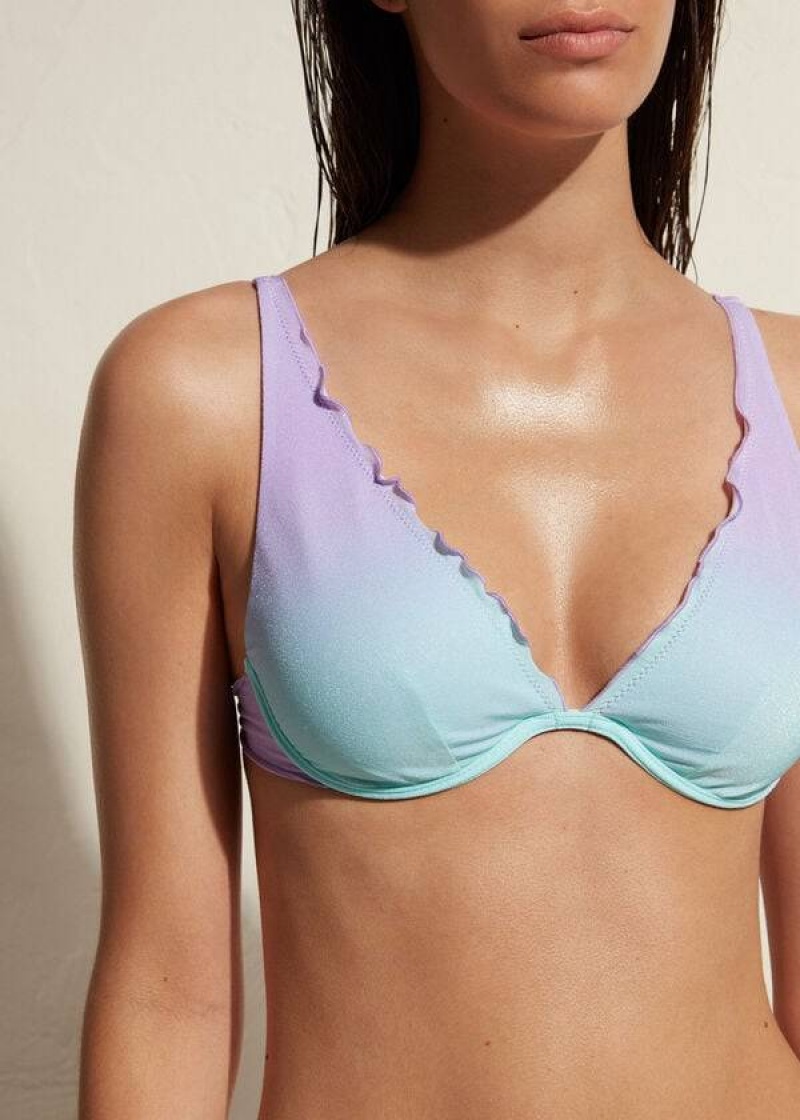 Calzedonia Push Up Madrid Women's Bikini Tops Purple | CA 2240UT