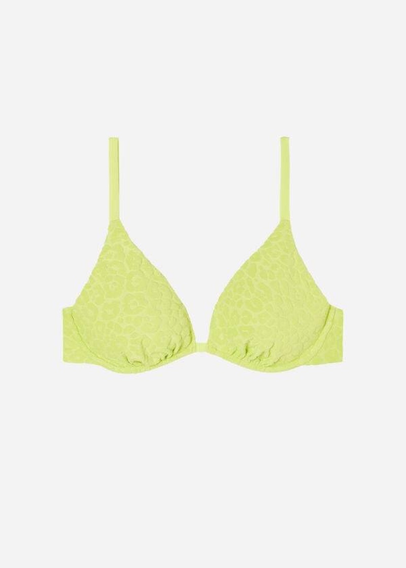 Calzedonia Removable Padding Push Up Bangkok Women's Bikini Tops Green | CA 2235WY