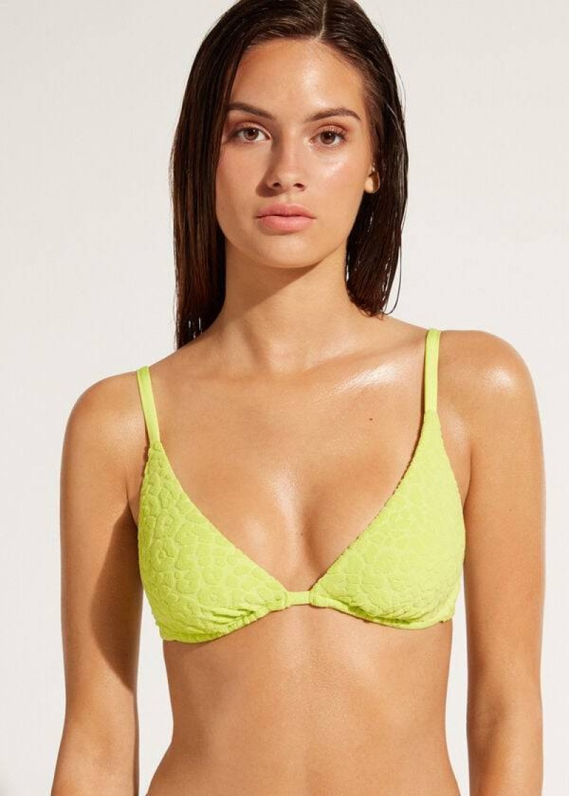 Calzedonia Removable Padding Push Up Bangkok Women\'s Bikini Tops Green | CA 2235WY