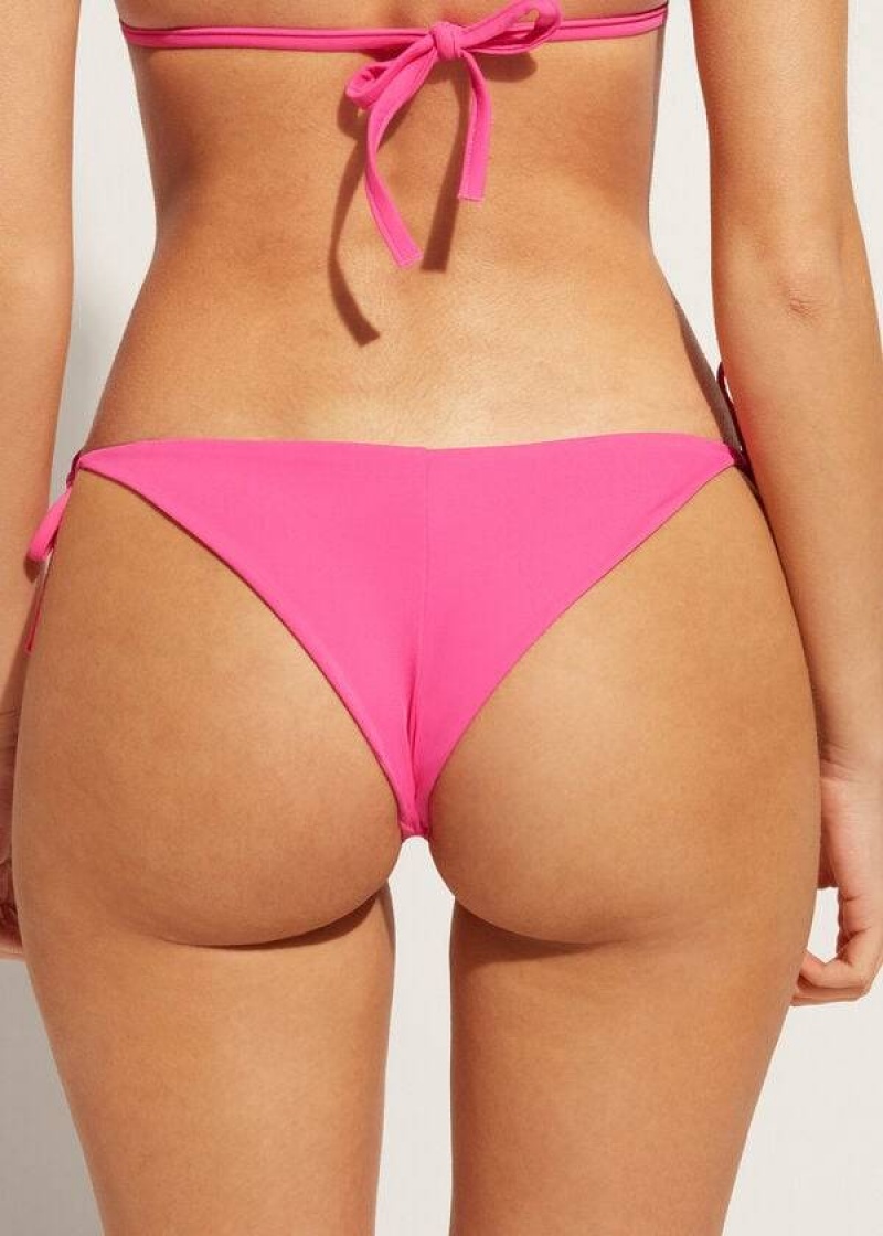 Calzedonia Rhinestone Brazilian String Shanghai Women's Bikini Bottoms Pink | CA 2674OR