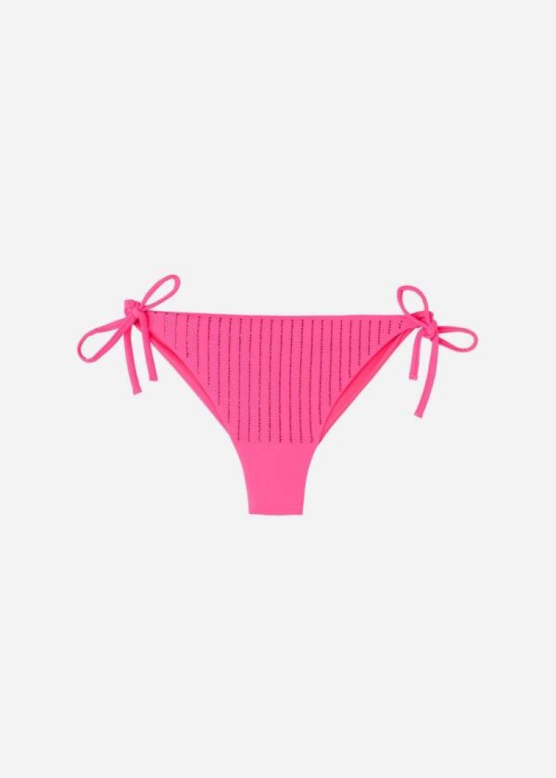 Calzedonia Rhinestone Brazilian String Shanghai Women's Bikini Bottoms Pink | CA 2674OR