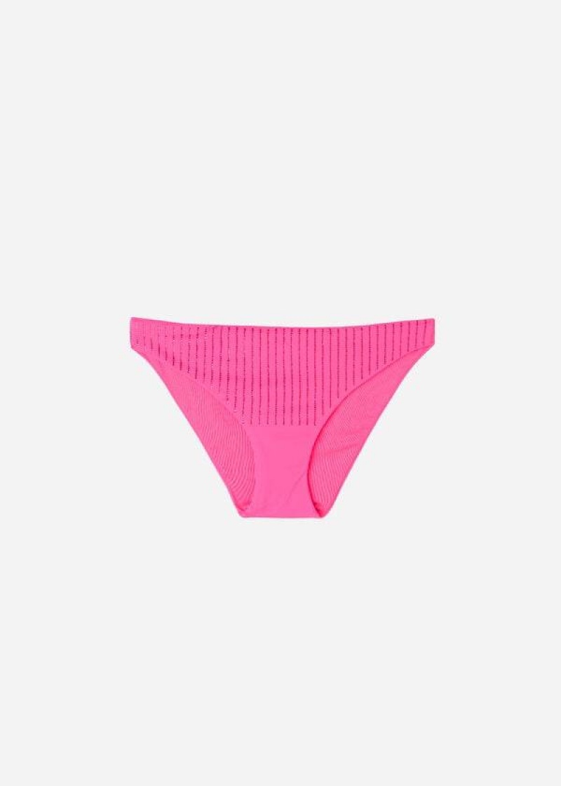 Calzedonia Rhinestone Shanghai Women's Bikini Bottoms Pink | CA 2670DN