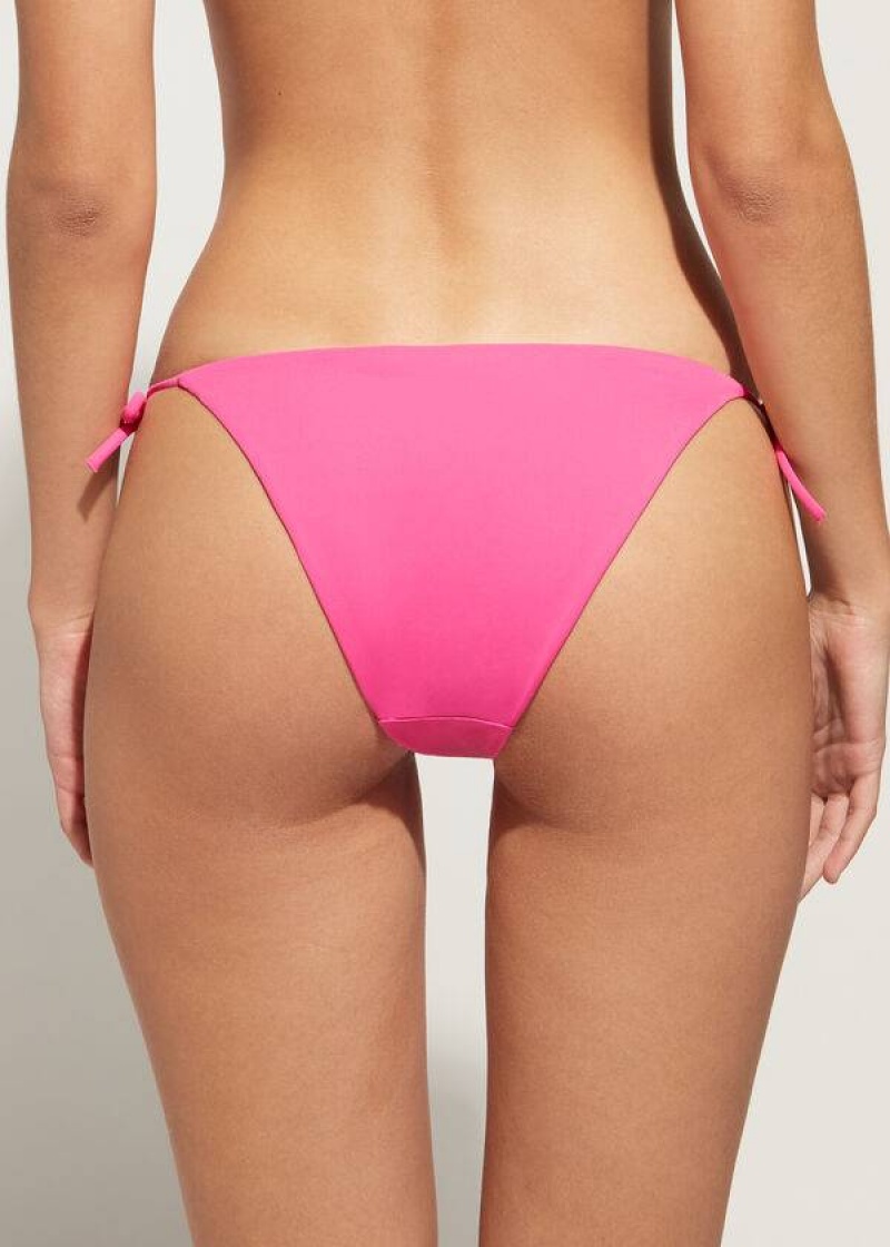 Calzedonia Rhinestone String Shanghai Women's Bikini Bottoms Pink | CA 2666JJ