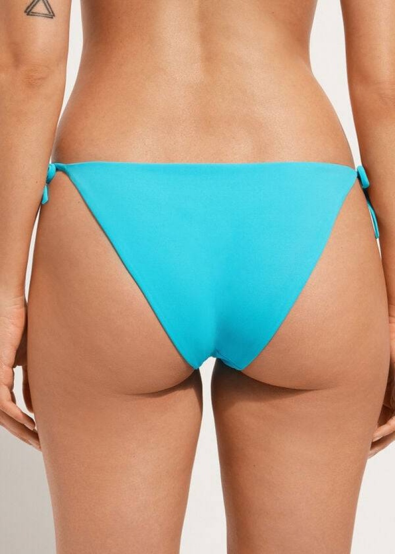 Calzedonia Rhinestone String Shanghai Women's Bikini Bottoms Turquoise Green | CA 2665KI