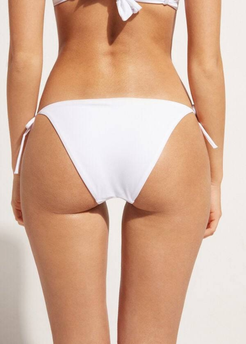 Calzedonia Rhinestone String Shanghai Women's Bikini Bottoms White | CA 2664LH