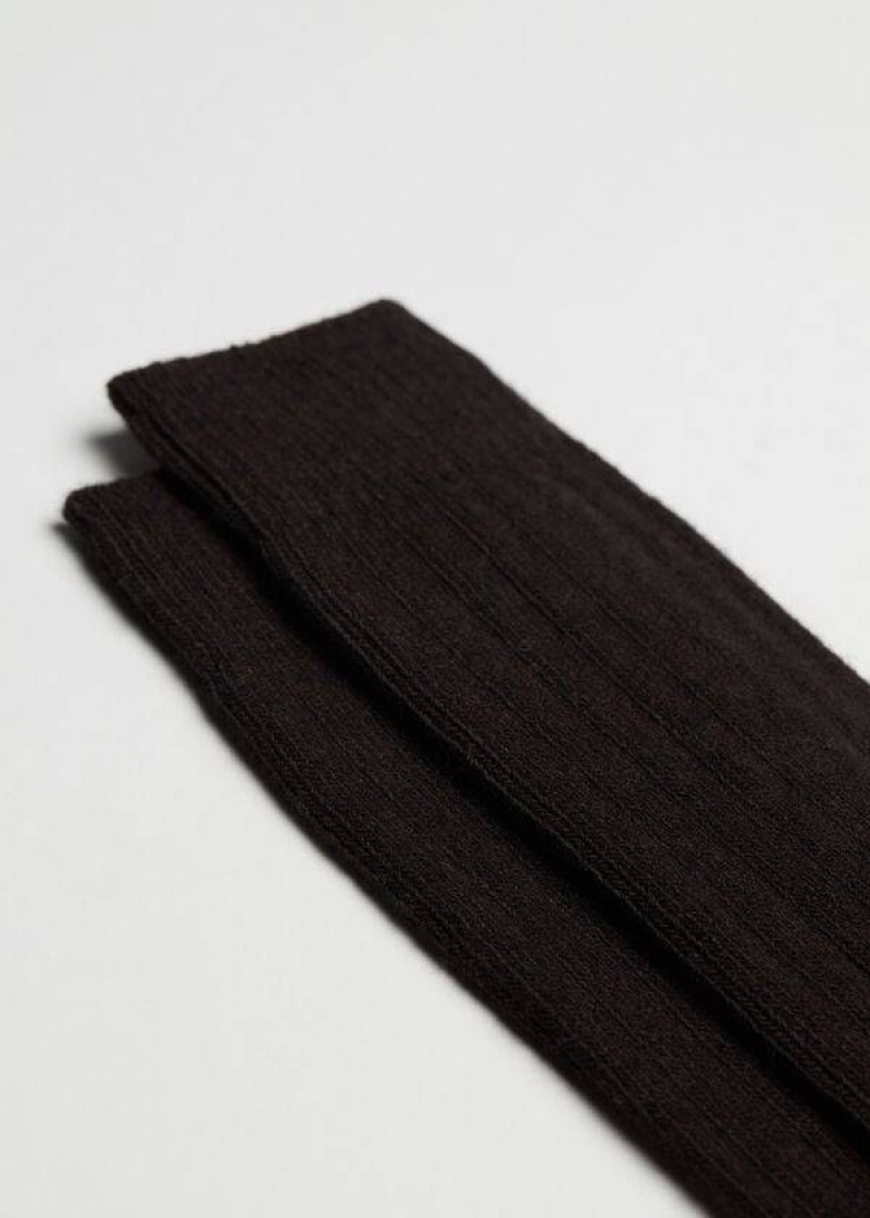 Calzedonia Ribbed Crew with Wool and Cashmere Men's Socks Brown | CA 1372VD