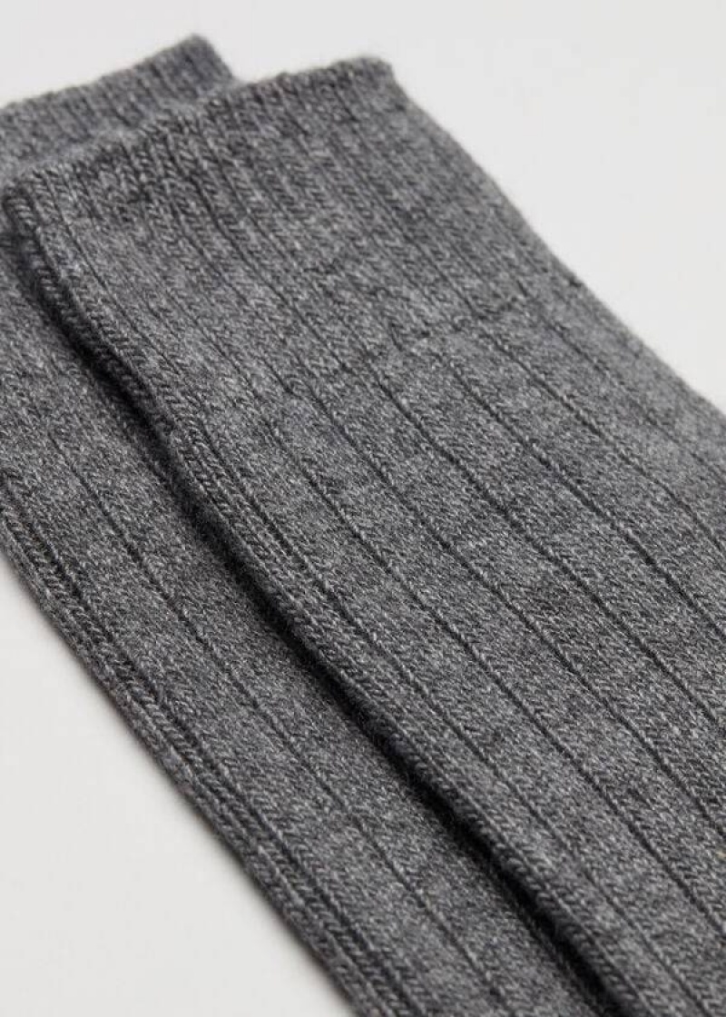 Calzedonia Ribbed Crew with Wool and Cashmere Men's Socks Grey | CA 1371CE