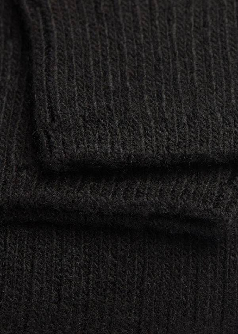 Calzedonia Ribbed Long with Wool and Cashmere Women's Socks Black | CA 1935FM