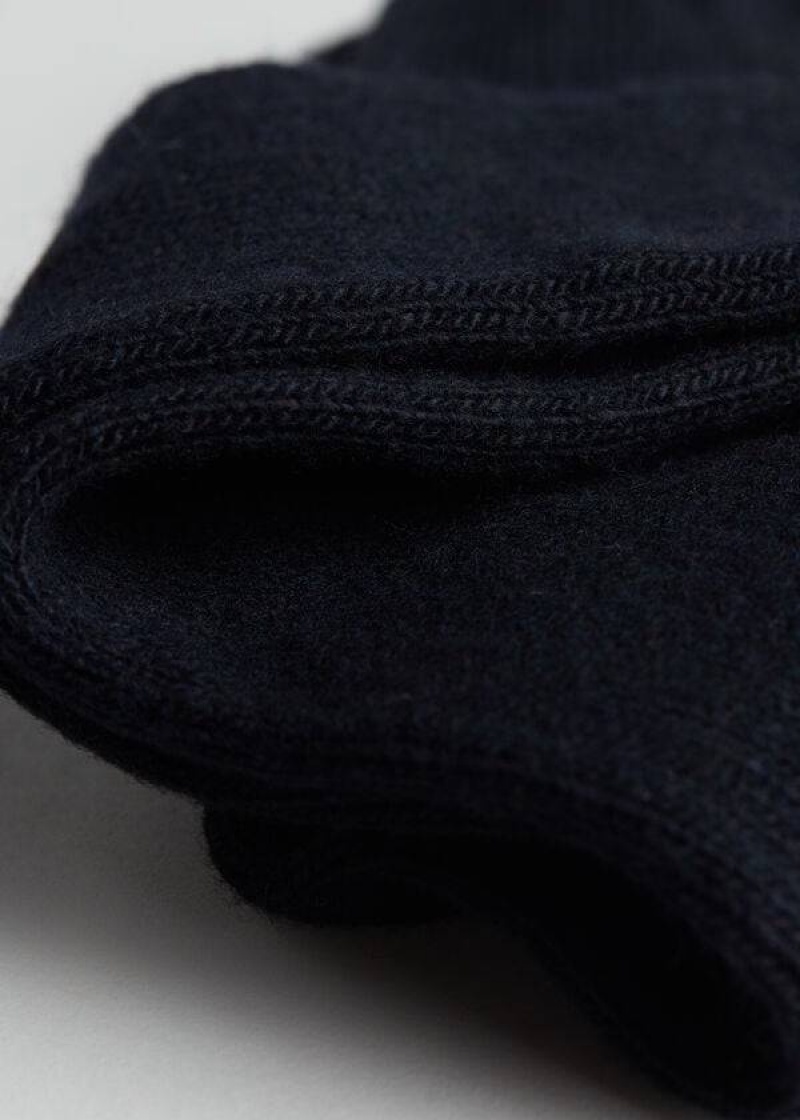 Calzedonia Ribbed Long with Wool and Cashmere Women's Socks Blue | CA 1934DN