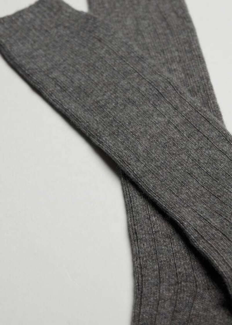 Calzedonia Ribbed Wool and Cashmere Long Men's Socks Grey | CA 1416GL