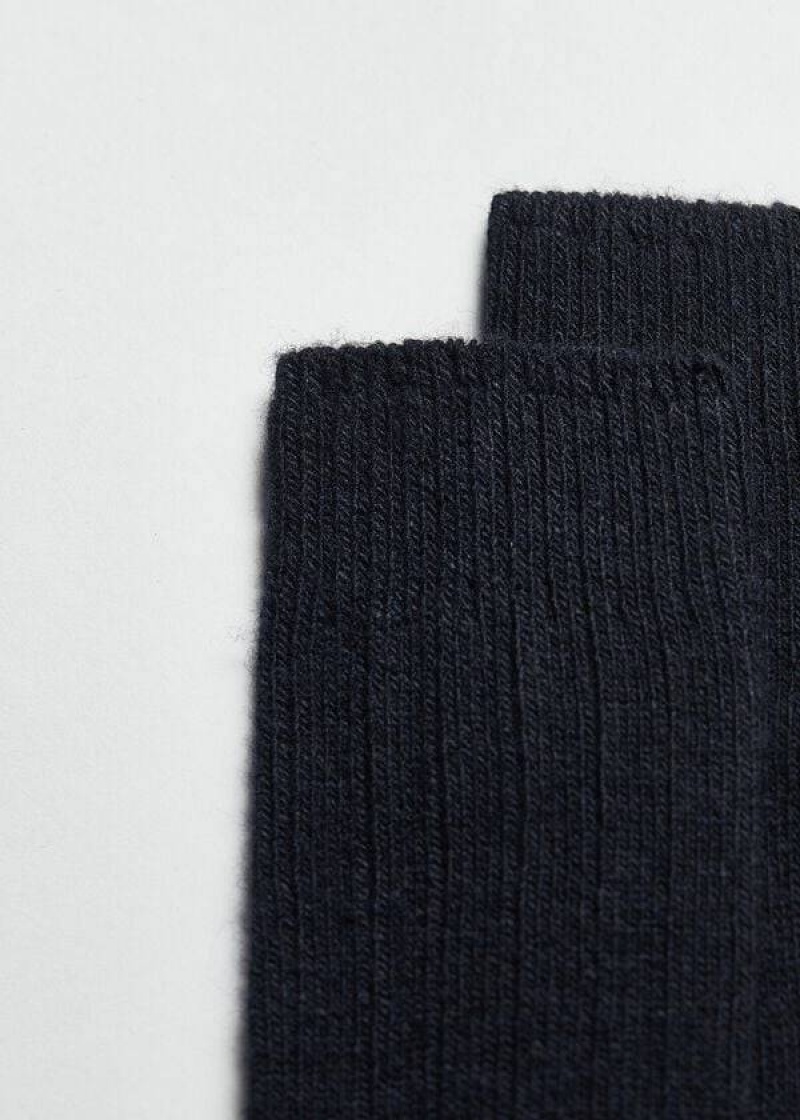 Calzedonia Ribbed Wool and Cashmere Long Men's Socks Blue | CA 1414DN