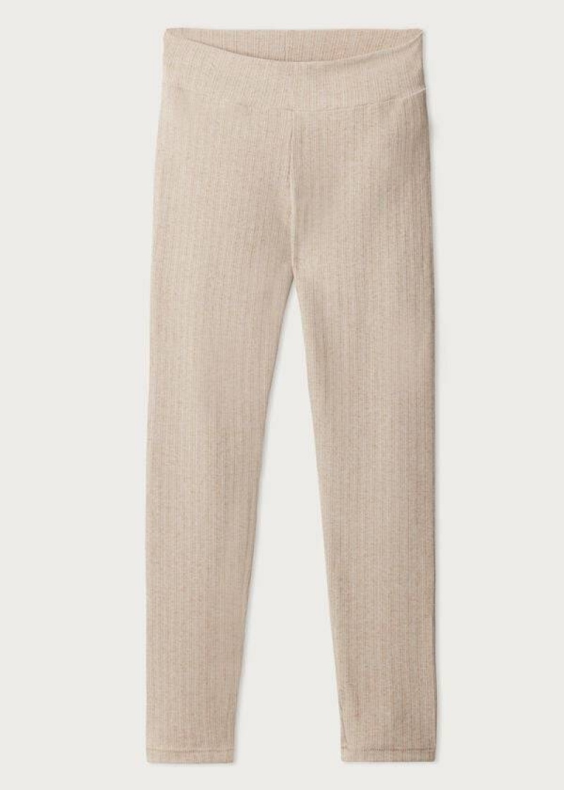 Calzedonia Ribbed with Cashmere Women's Leggings Beige | CA 1517SO