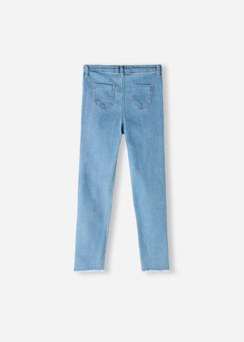 Calzedonia Ripped Stretch Skinny Kids' Leggings Blue | CA 1053HK