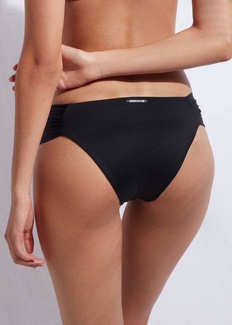 Calzedonia Ruffled Indonesia Women's Bikini Bottoms Black | CA 2661CE