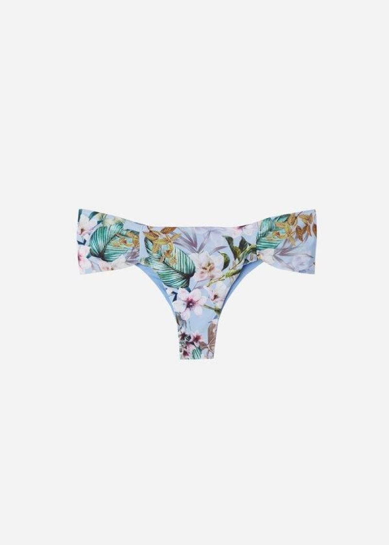 Calzedonia Ruffly Brazilian Atene Women's Bikini Bottoms Blue | CA 2658NB