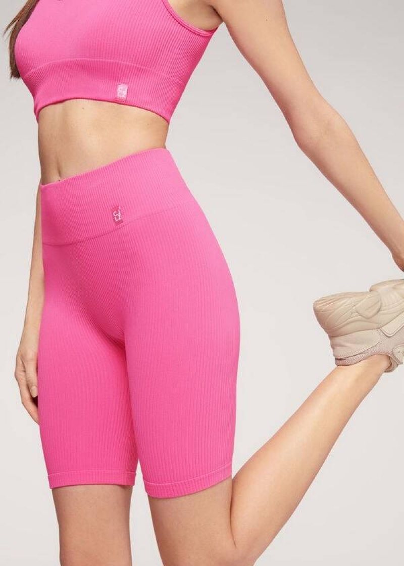 Calzedonia Seamless Athletic Bike Women's Leggings Pink | CA 1512UT